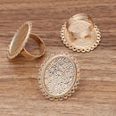 10pcs Brass 18x25mm oval Ring Base Blanks,Adjustable Lace Ring Settings