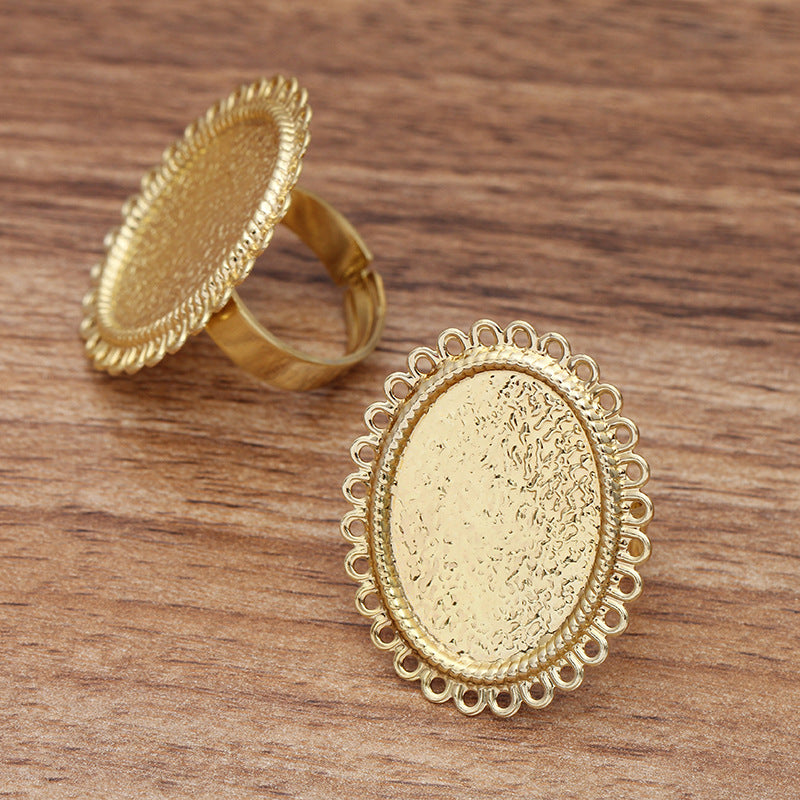 10pcs Brass 18x25mm oval Ring Base Blanks,Adjustable Lace Ring Settings