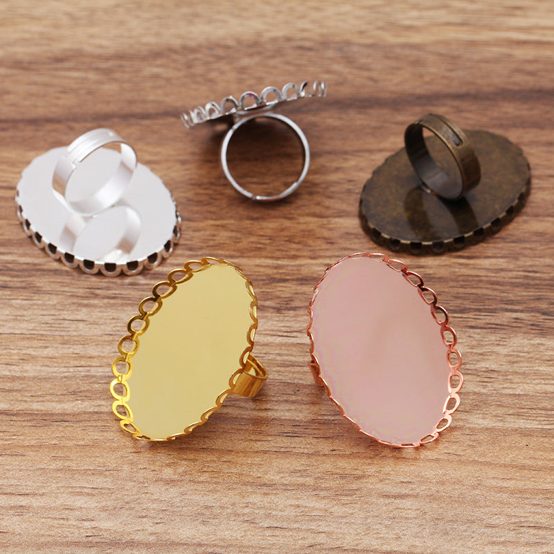 10pcs Brass 13x18mm/ 18x25mm Ring Base Blanks,Adjustable Lace Ring Settings