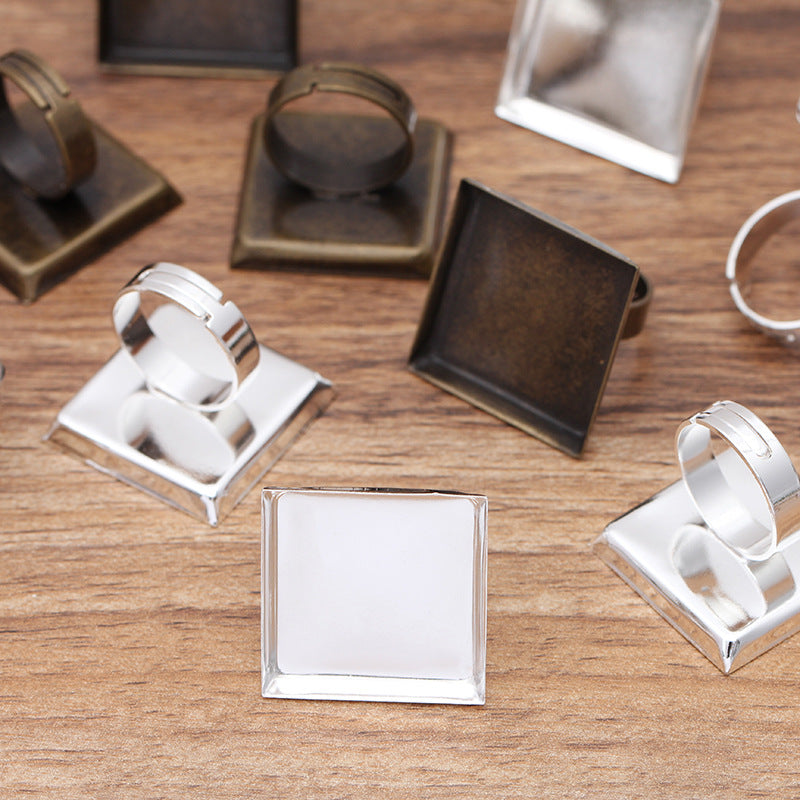 10pcs 20mm 25mm square Ring Blanks,Brass Bronze Ring Blanks Bezel Setting Wholesale