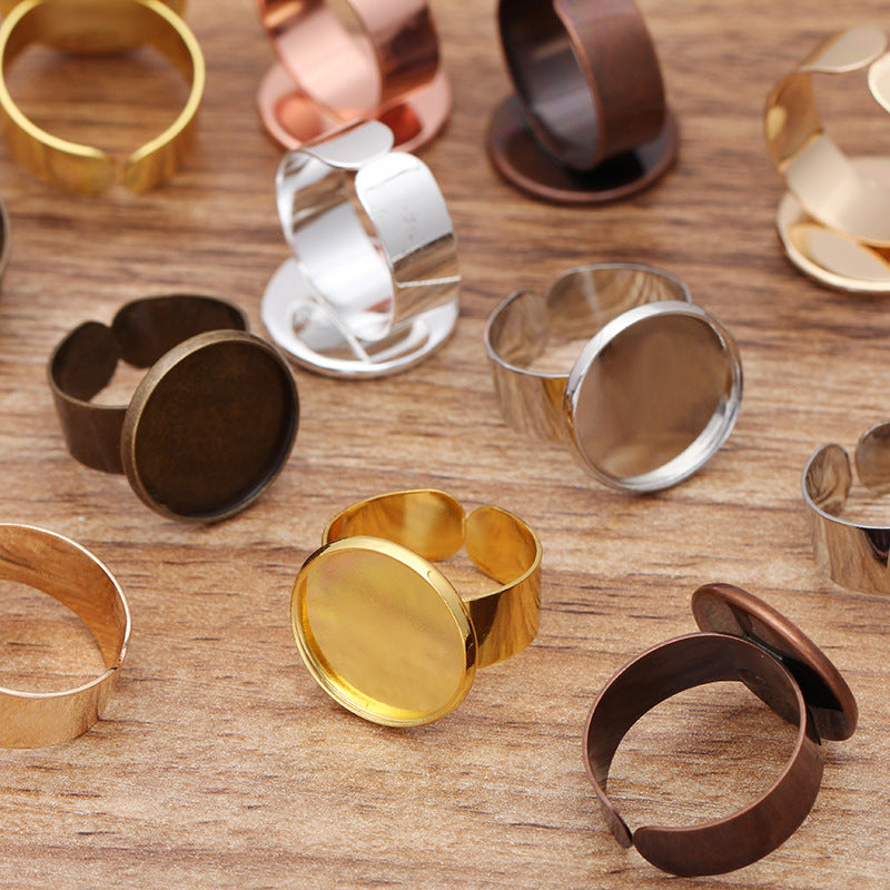 20pcs Brass 16mm 18mm 20mm Wide circle Ring Base Blanks,Adjustable Ring Settings