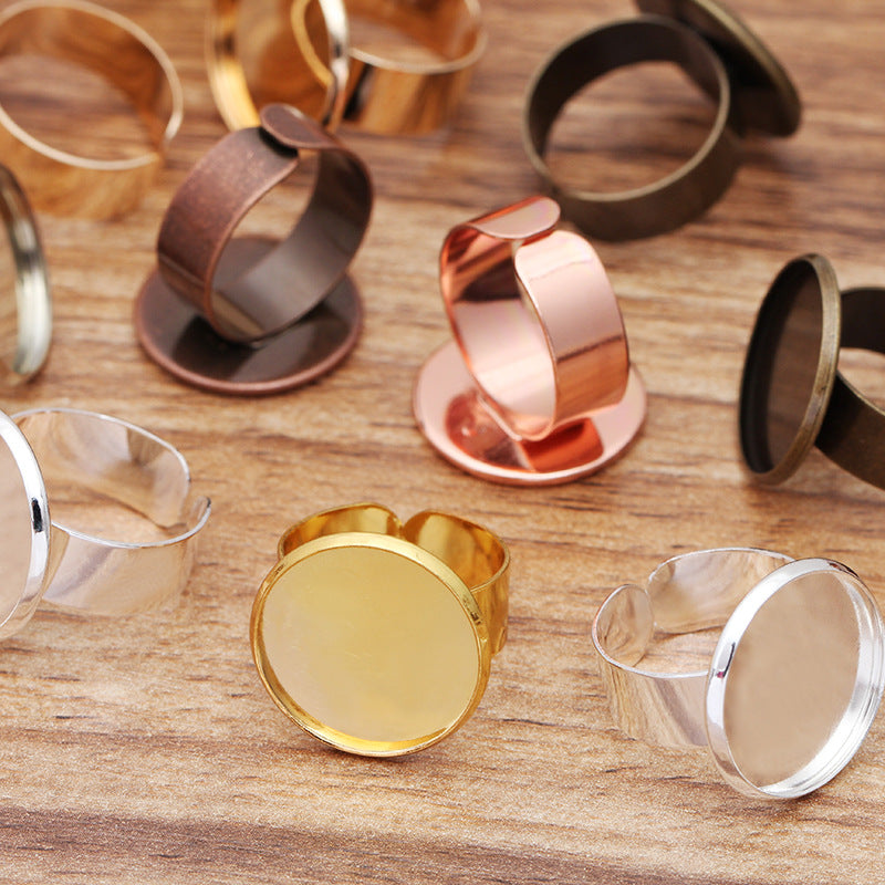 20pcs Brass 16mm 18mm 20mm Wide circle Ring Base Blanks,Adjustable Ring Settings