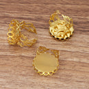 10pcs Adjustable Ring Blank with Base Setting, Crown Ring Settings, Round Ring Blanks