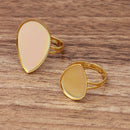 20pcs Brass Teardrop Ring Base Blanks, 13x18mm/18x25mm Adjustable Lace Ring Settings