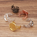 10pcs Adjustable Ring Blank with Base Setting, Glass Crown Ring Settings, Round Ring Blanks