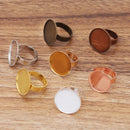 20pcs Adjustable Ring Blank with 12mm /14mm / 16mm / 18mm / 20mm / 25mm / 30mm Base Setting, Glass Domes Ring Settings, Round Ring Blanks