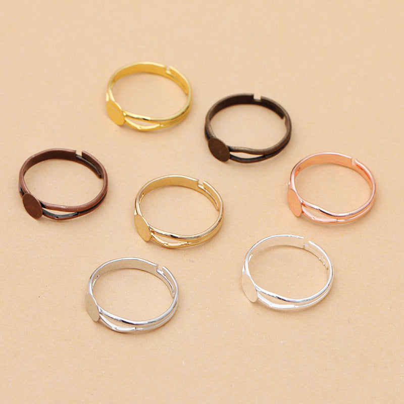 20pcs Brass Ring Base With Pad Settings, Adjustable Ring Base Flat Pad Settings