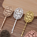 20pcs brass plating  Bobby Pins Leaves Flower Filigree Pad, Flower Hair Findings, Hair Accessories