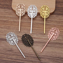 20pcs brass plating  Bobby Pins Leaves Flower Filigree Pad, Flower Hair Findings, Hair Accessories