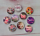 Handmade Round Photo Glass Cabochon flower a281