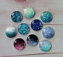 Handmade Round Photo Glass Cabochon Glitter a288