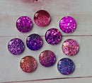 Handmade Round Photo Glass Cabochon Glitter A291