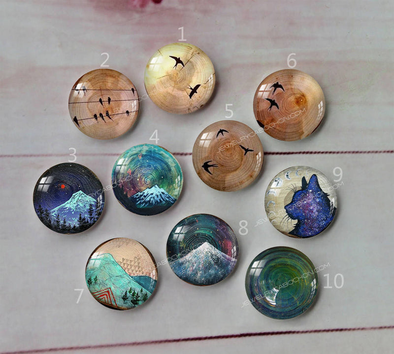 Handmade Round Photo Glass Cabochon animal bird A299