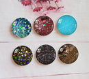 Handmade Round Photo Glass Cabochon Glitter A334