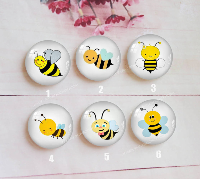 Handmade Round Photo Glass Cabochon Cartoon honey A337