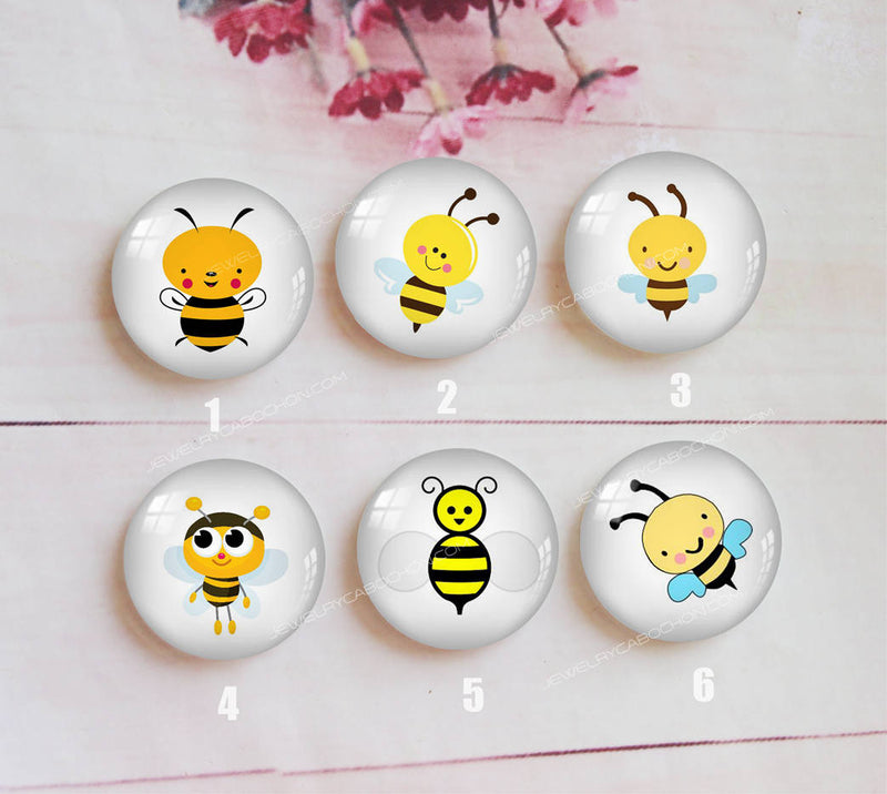 Handmade Round Photo Glass Cabochon Cartoon-honey A338