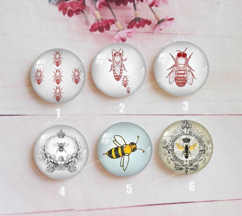 Handmade Round Photo Glass Cabochon honey A344