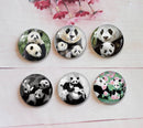 Handmade Round Photo Glass Cabochon panda A349