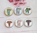 Handmade Round Photo Glass Cabochon Elephant A356