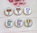 Handmade Round Photo Glass Cabochon Elephant A359