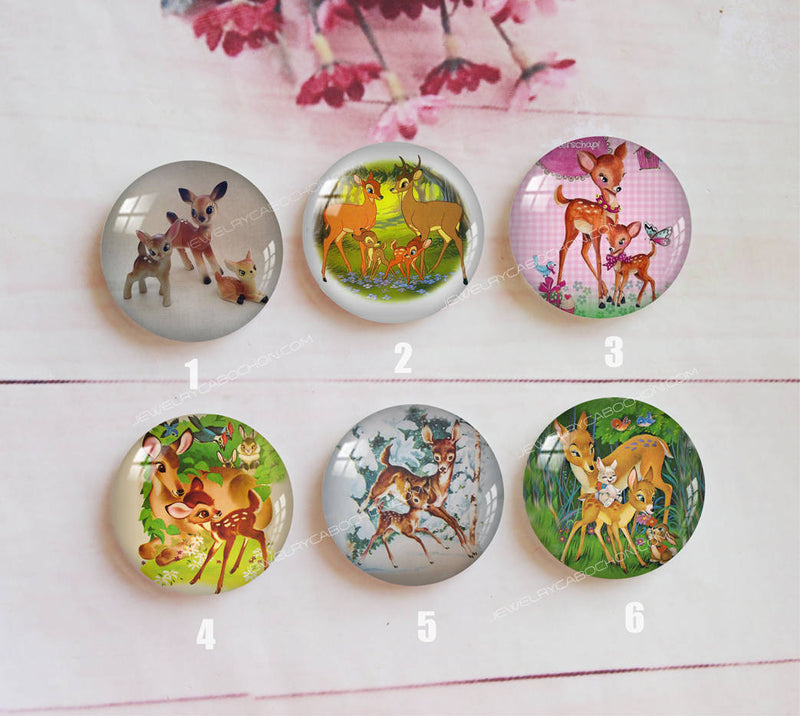 Handmade Round Photo Glass Cabochon animal deer a373