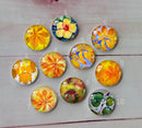 Handmade Round Photo Glass Cabochon Leaves A399