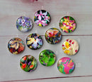 Handmade Round Photo Glass Cabochon flower A400