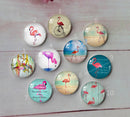 Handmade Round Photo Glass Cabochon animal Flamingo A404