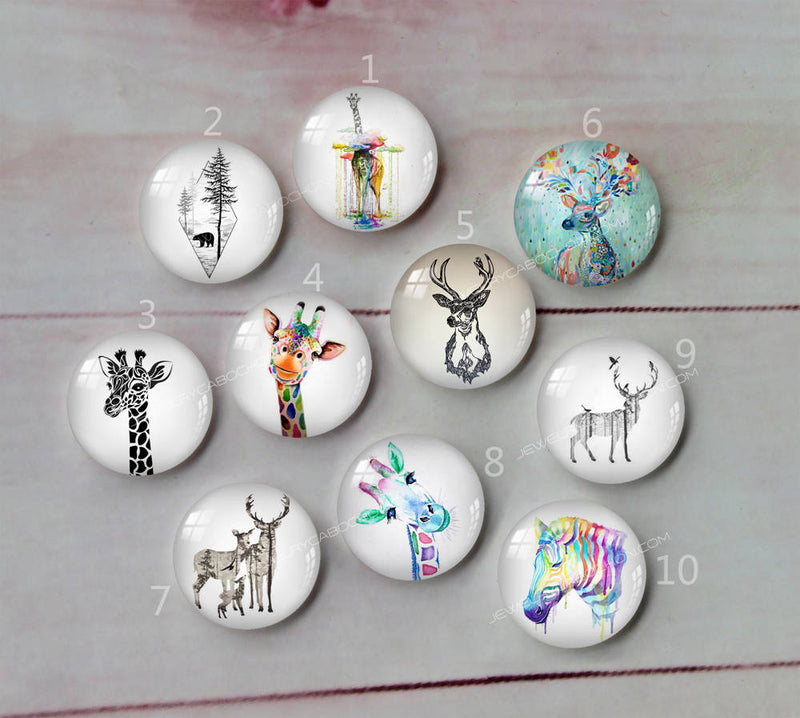 Handmade Round Photo Glass Cabochon animal giraffe A425