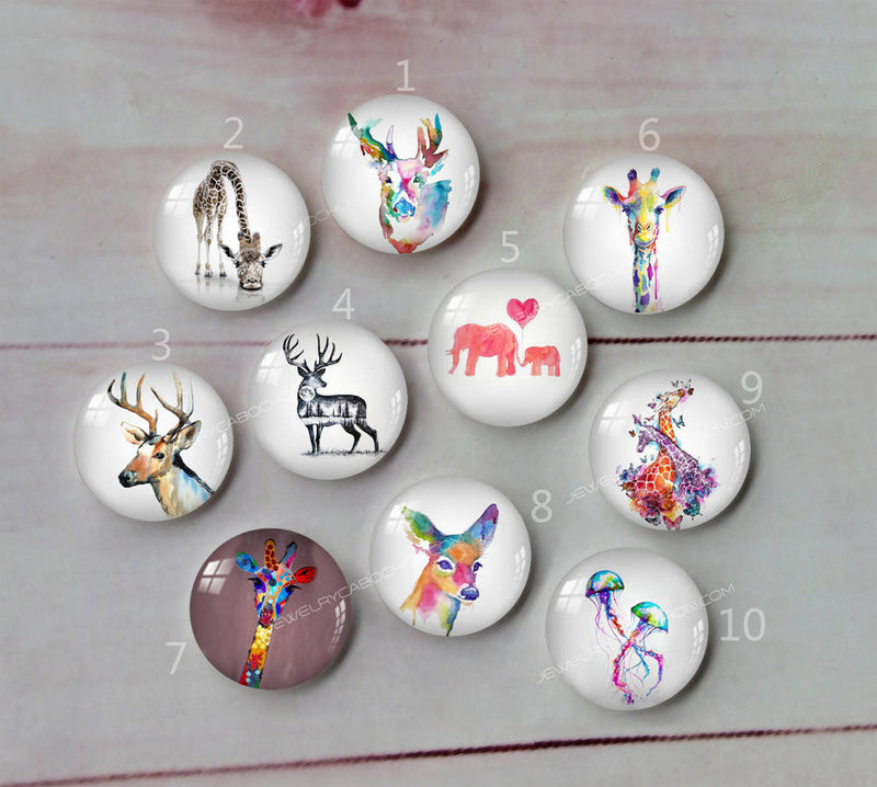 Handmade Round Photo Glass Cabochon animal deer A427