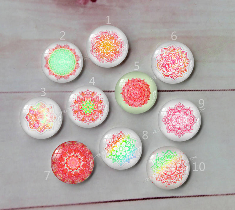 Handmade Round Photo Glass Cabochon geometric Pattern A458
