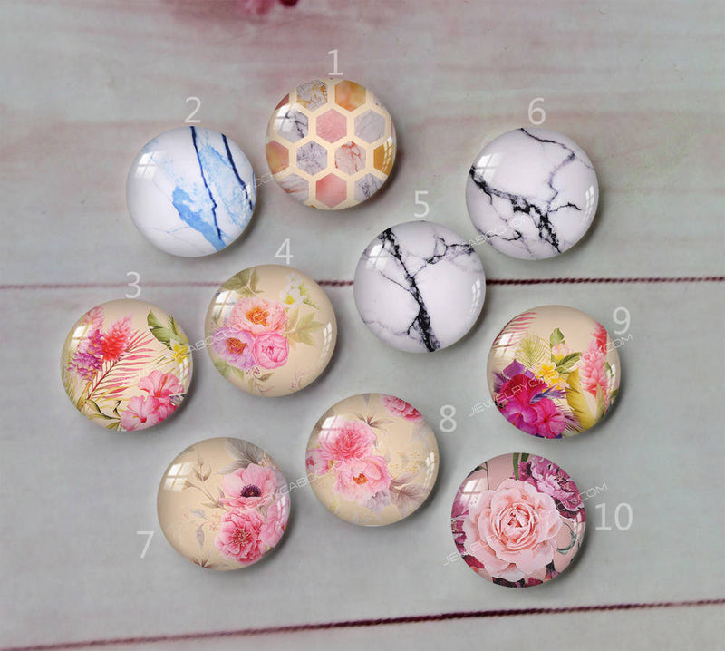 Handmade Round Photo Glass Cabochon geometric Pattern a462