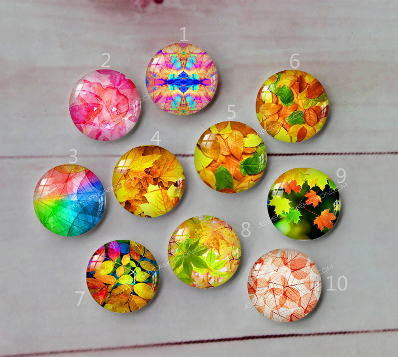 Handmade Round Photo Glass Cabochon Pattern flower A475