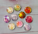 Handmade Round Photo Glass Cabochon Pattern Leaves A476