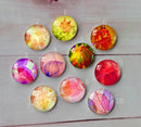 Handmade Round Photo Glass Cabochon Pattern Leaves A477
