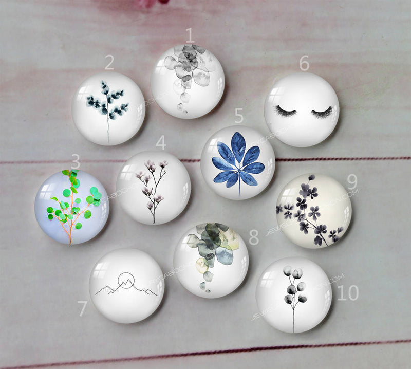 Handmade Round Photo Glass Cabochon flower A521