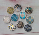 Handmade Round Photo Glass Cabochon geometric A533