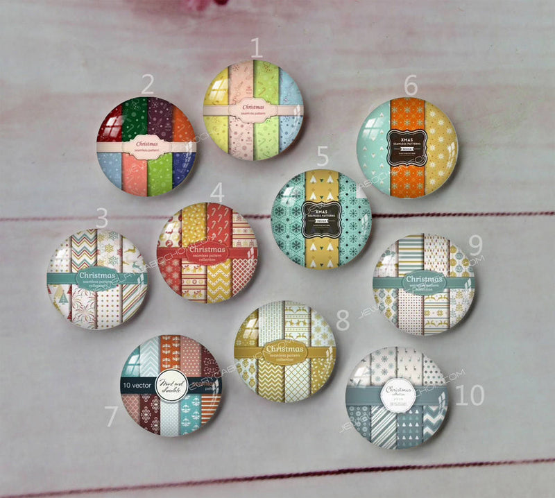 Handmade Round Photo Glass Cabochon geometric Pattern A550