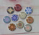 Handmade Round Photo Glass Cabochon geometric Pattern A551