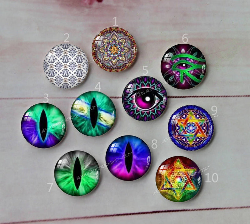 Handmade Round Photo Glass Cabochon Eye hole A559
