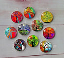 Handmade Round Photo Glass Cabochon tree A562