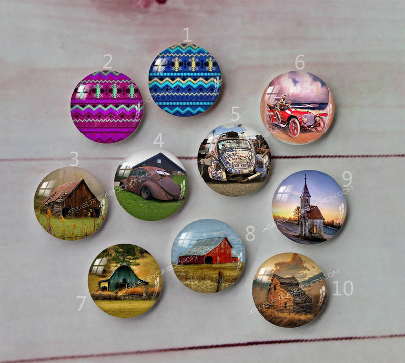Handmade Round Photo Glass Cabochon A563