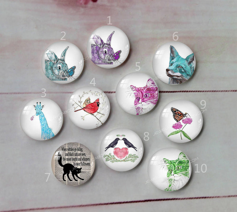 Handmade Round Photo Glass Cabochon animal A572