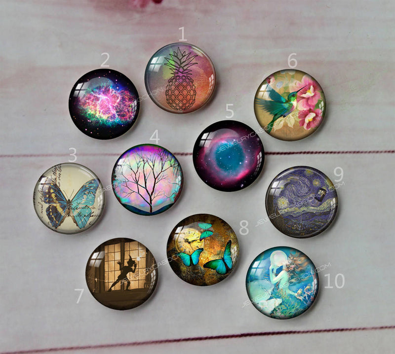 Handmade Round Photo Glass Cabochon A582