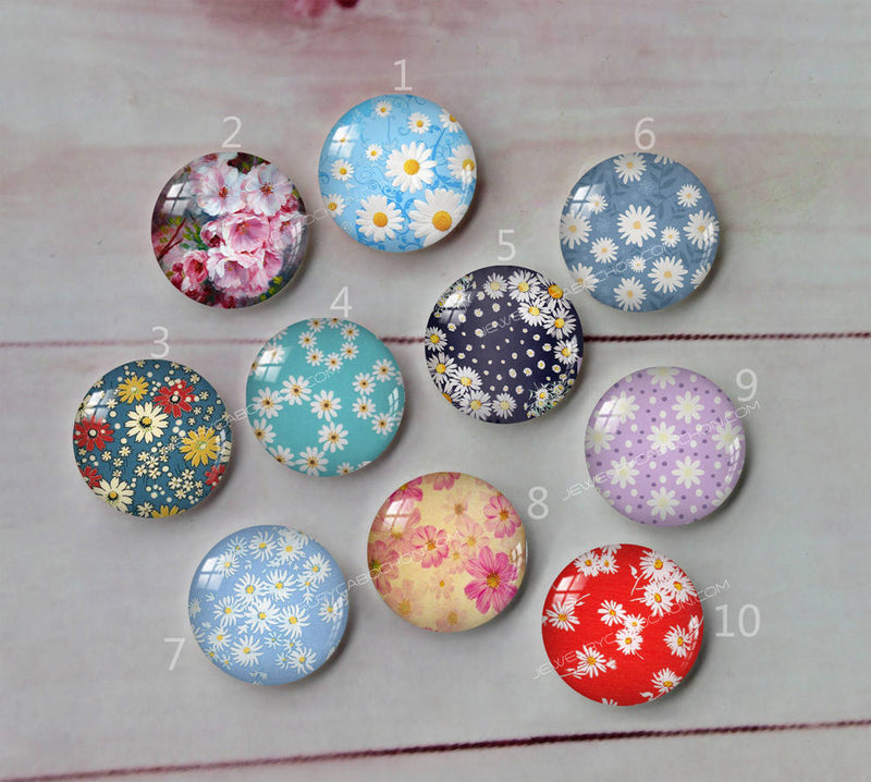Handmade Round Photo Glass Cabochon plant flower A605