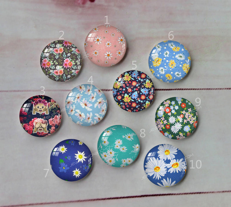 Handmade Round Photo Glass Cabochon plant flower A606