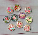 Handmade Round Photo Glass Cabochon Plant flower A611