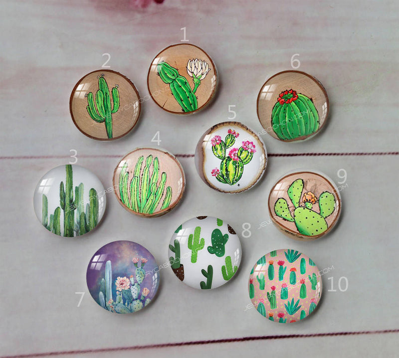 Handmade Round Photo Glass Cabochon plant cactus A614