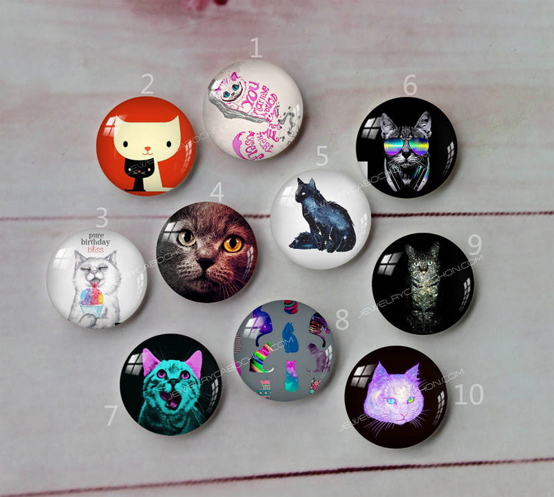 Handmade Round Photo Glass Cabochon animal Cat A616