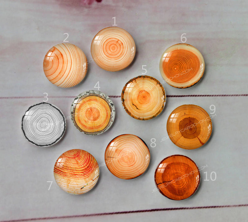 Handmade Round Photo Glass Cabochon Tree pattern A630